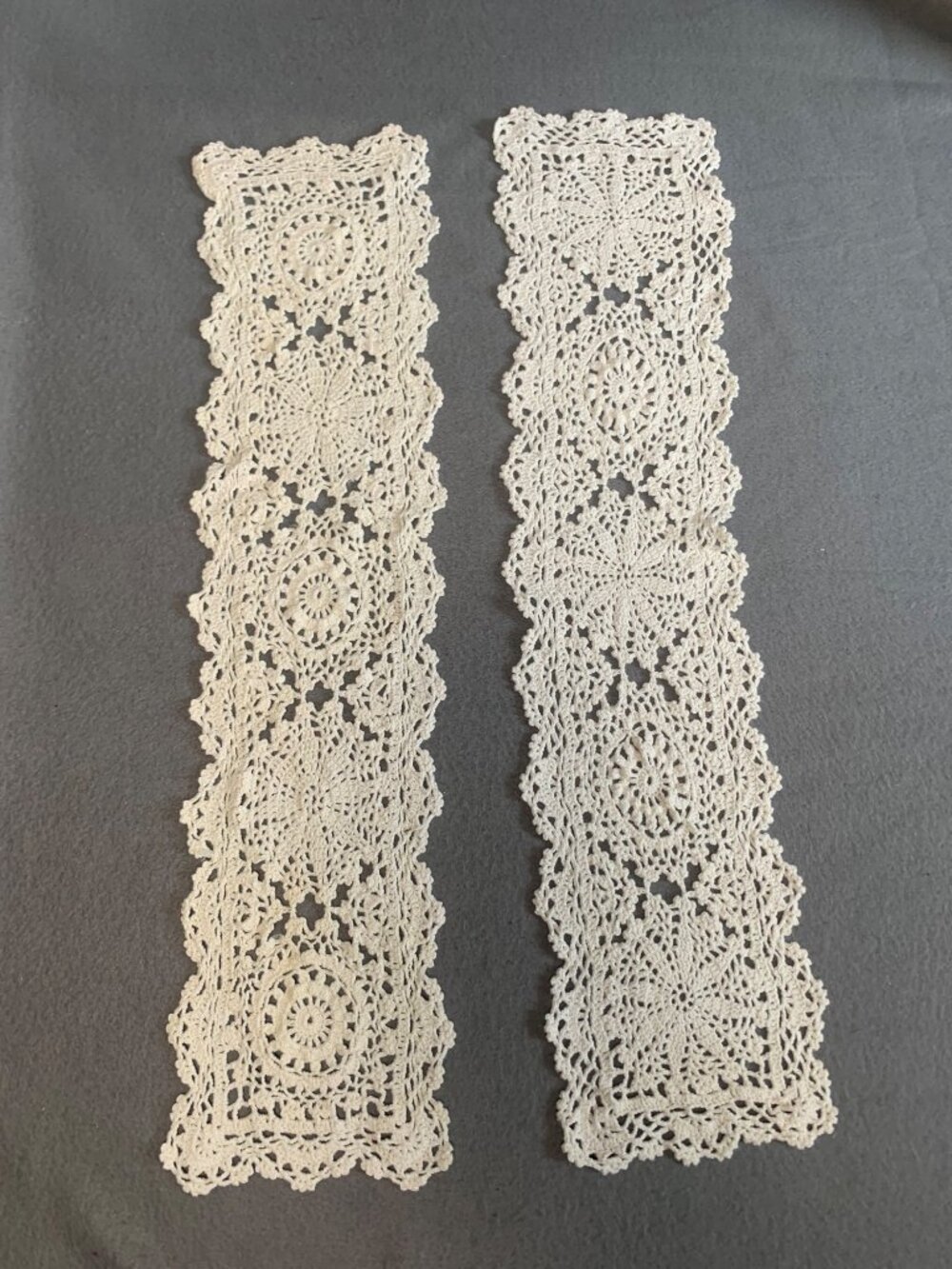Handmade Crochet Lace Doilies 5x21 Set Vintage 21x5"